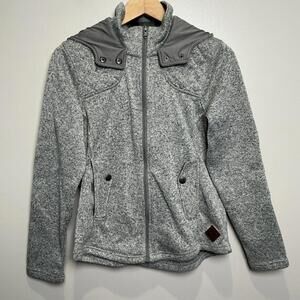 Eddie Bauer Womens Gray Long Sleeve Full Zip‎ Hooded Fleece Lined Knit Jacket M